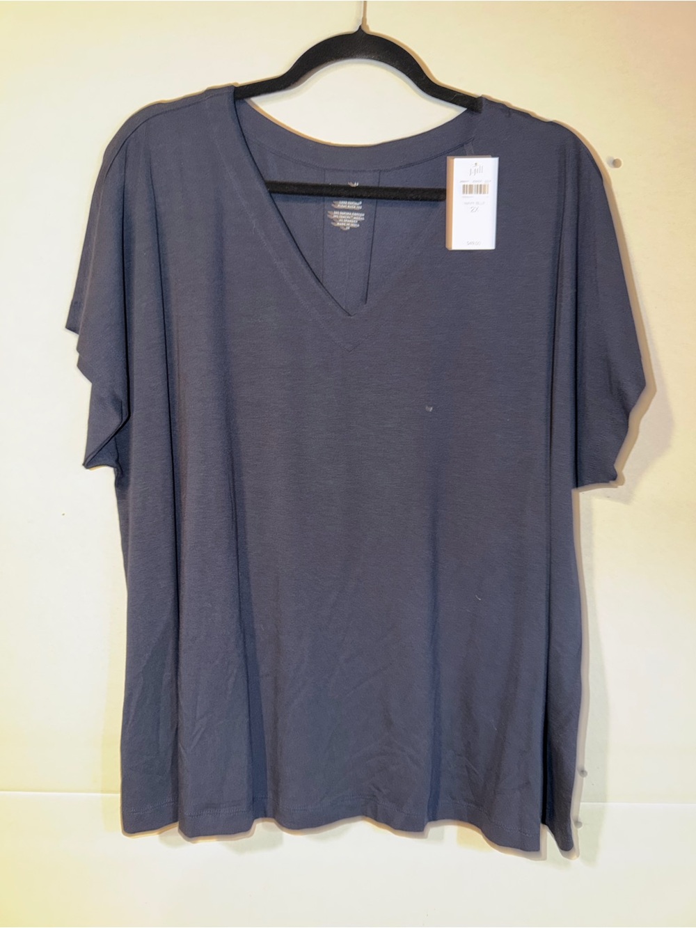 J. Jill Navy V-Neck Short Sleeve Tee